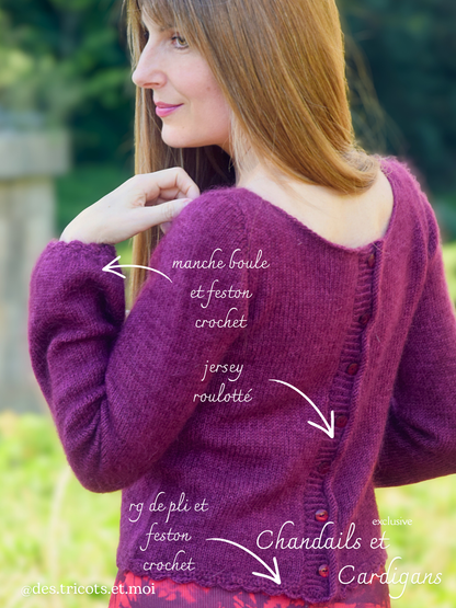 Patron de tricot THE OTHER SIDE CARDIGAN PDF - (de haut en bas en aller-retour)